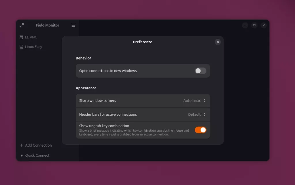 Field Monitor Settings