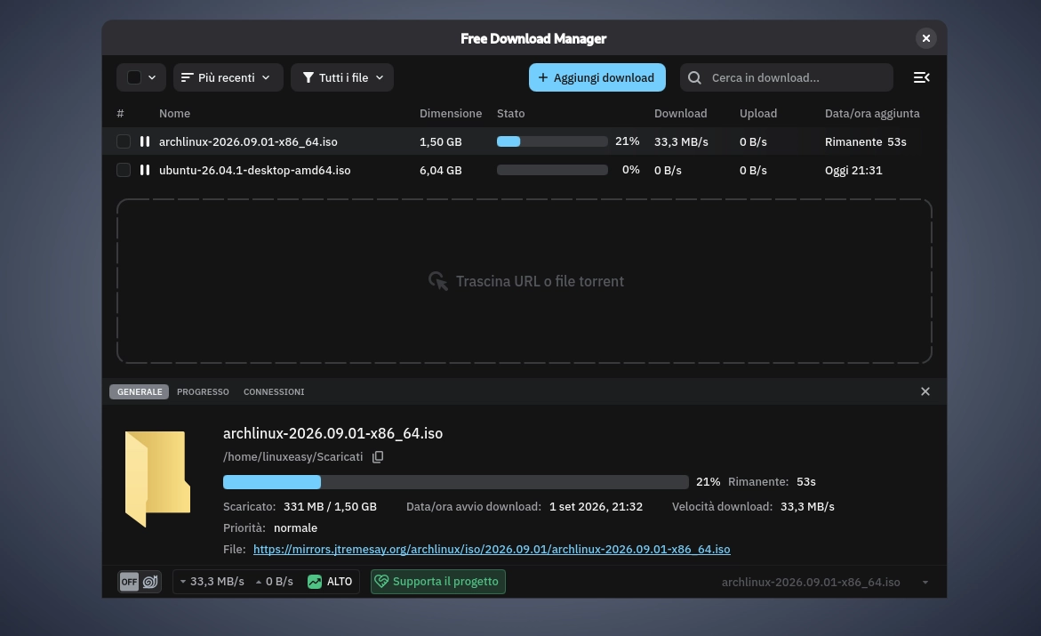 Scopri di più sull'articolo Free Download Manager download più veloci e gestione completa dei file su Linux