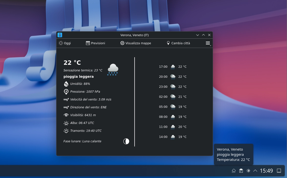 Scopri di più sull'articolo KMeteo la nuova app meteo per KDE Linux