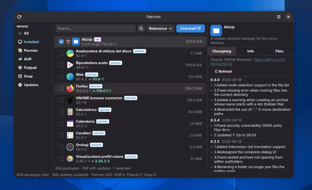 Pakchan Arch Linux GNOME