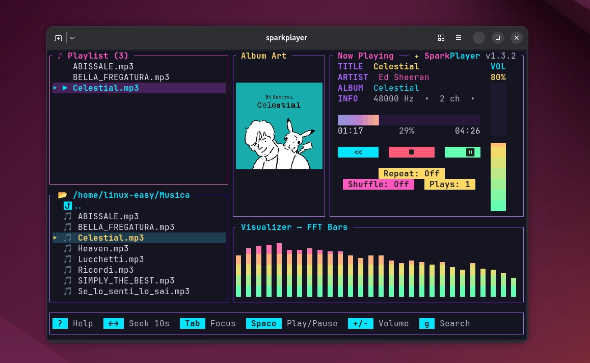 Scopri di più sull'articolo SparkPlayer porta musica e video direttamente nel terminale Linux
