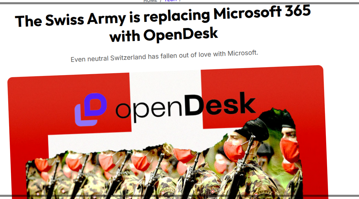 Scopri di più sull'articolo La Svizzera sostituisce Microsoft  365 con openDesk su 3.000 computer del governo