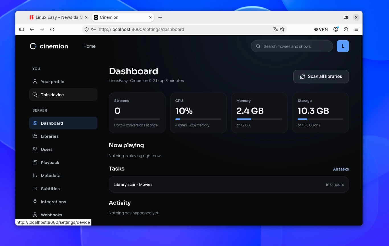 Scopri di più sull'articolo Cinemion il media server self-hosted per Linux dedicato a film, serie TV, musica e libri