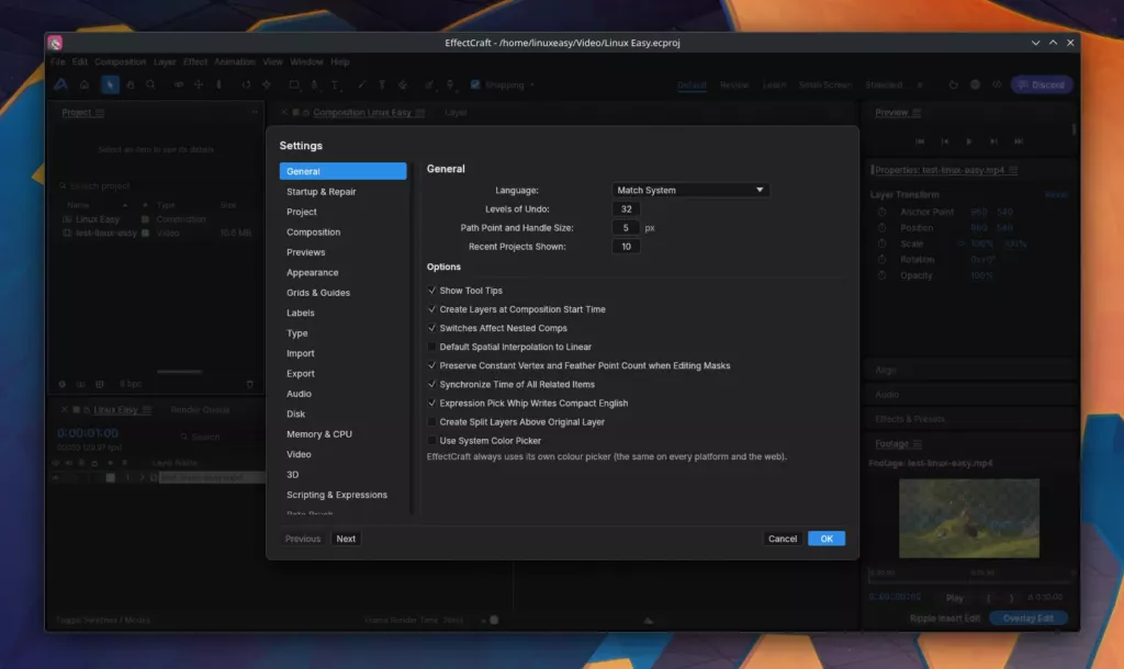 EffectCraft Settings