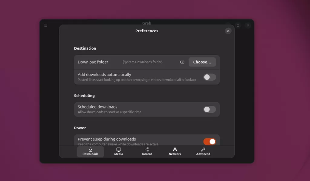 Grab Settings