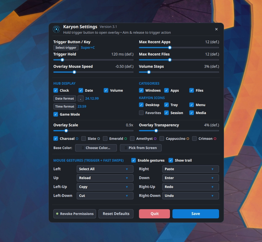Karyon Settings
