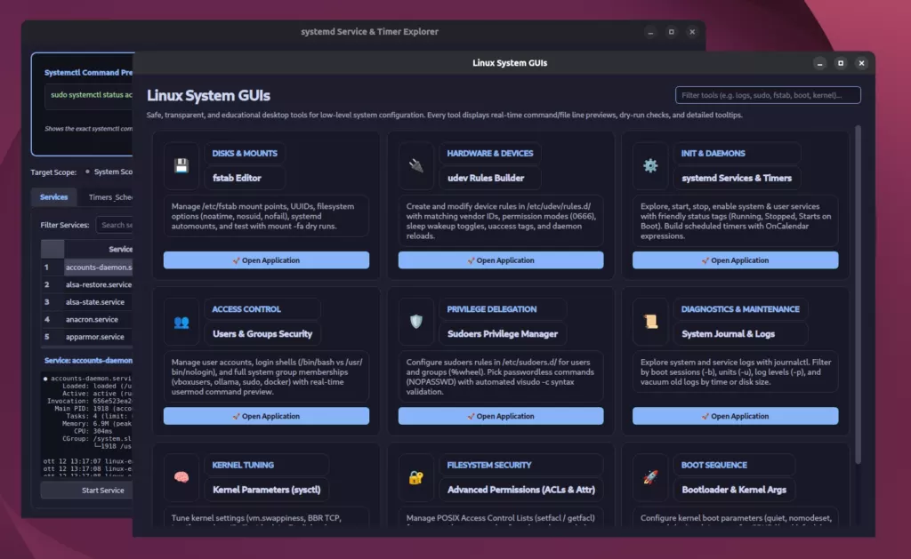 Linux System GUIs