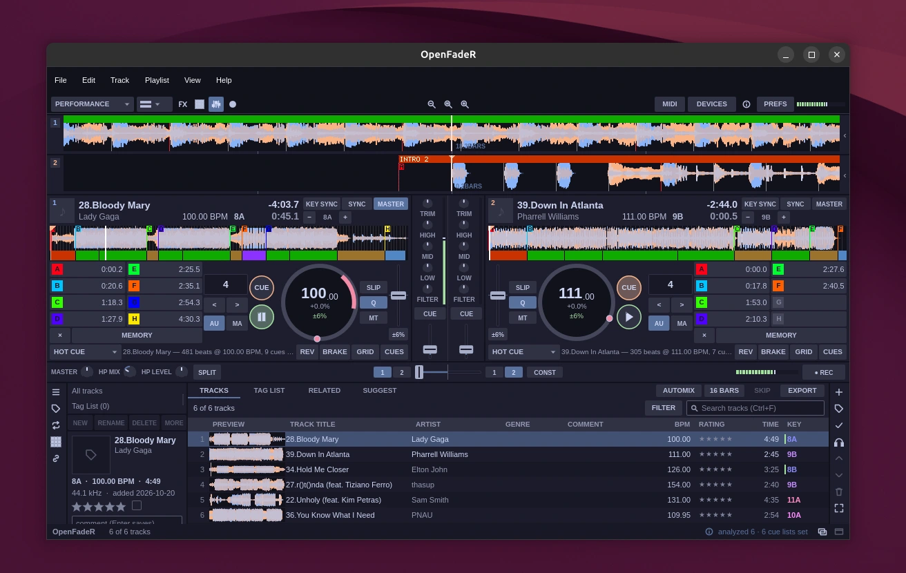 Scopri di più sull'articolo OpenFadeR il software DJ open per Linux con quattro deck, stem ed effetti avanzati