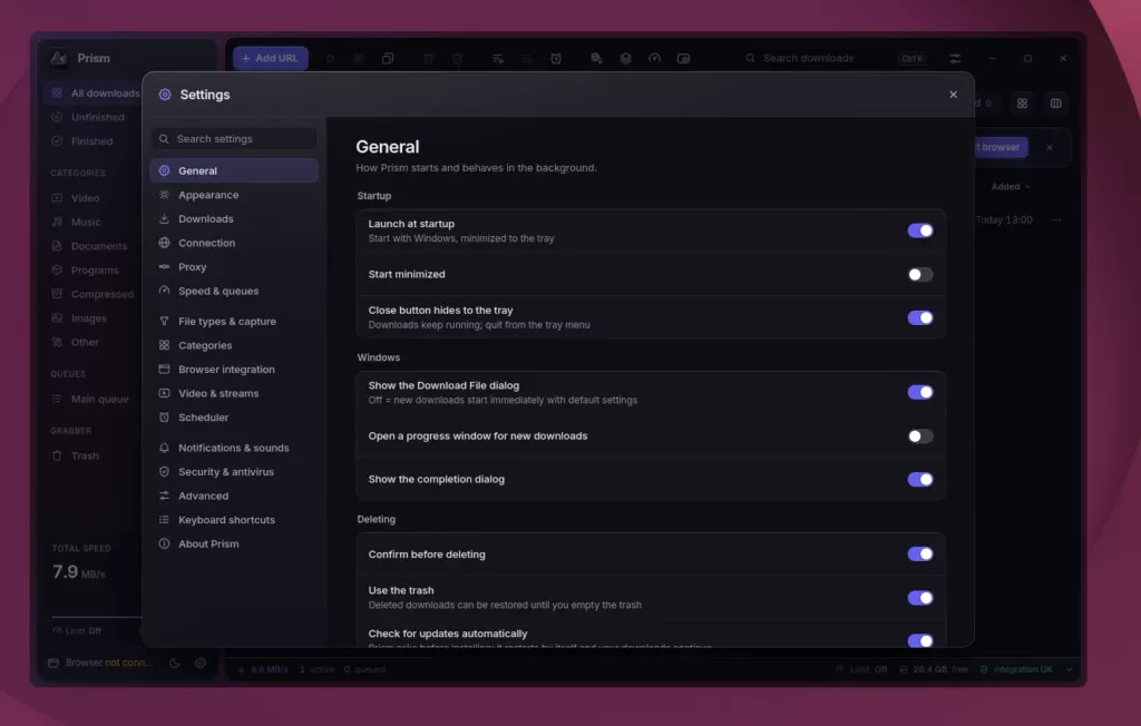 Prism Settings