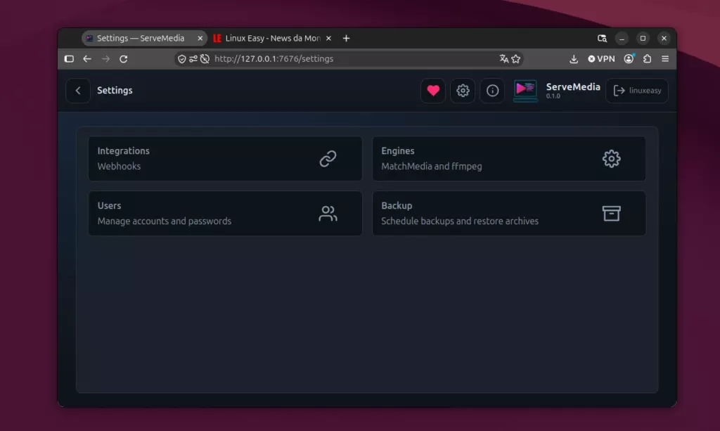 ServeMedia Settings