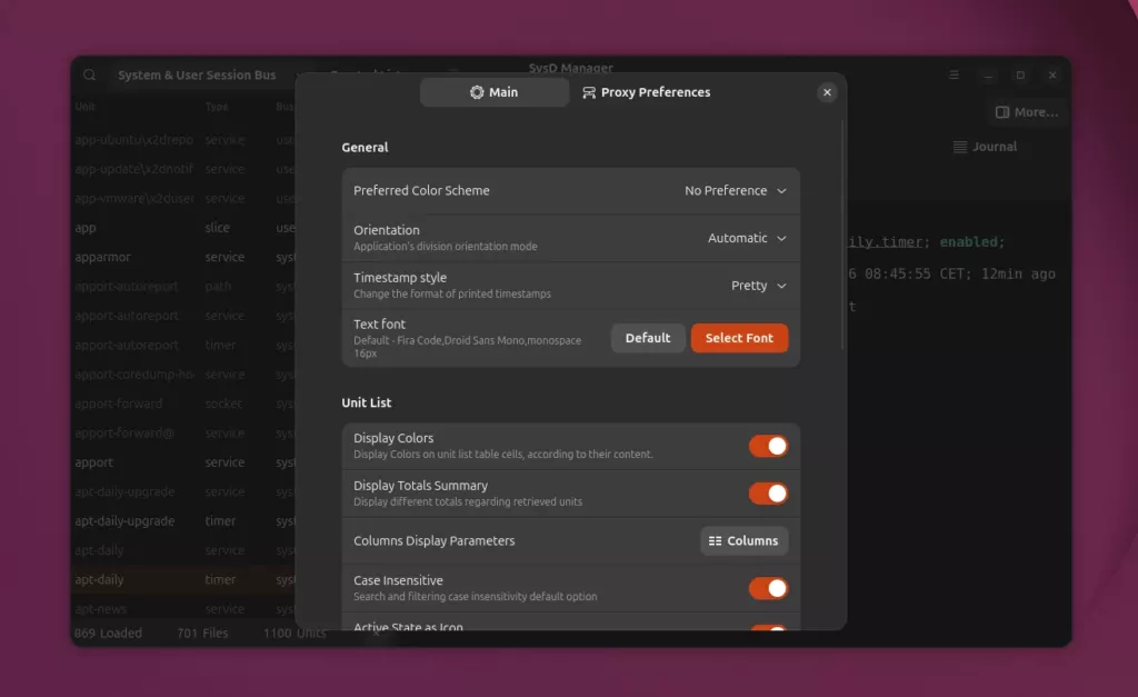 SysD Manager Settings
