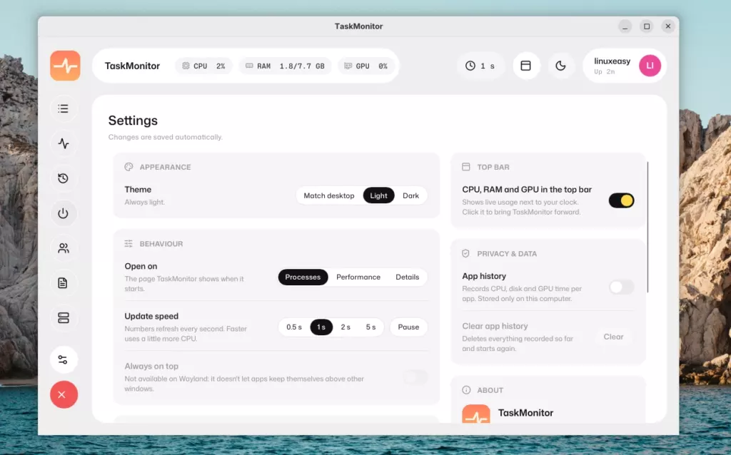 TaskMonitor Settings