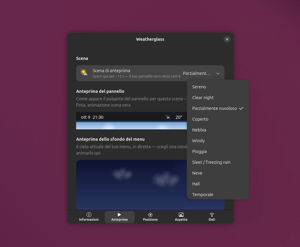 Weatherglass Settings