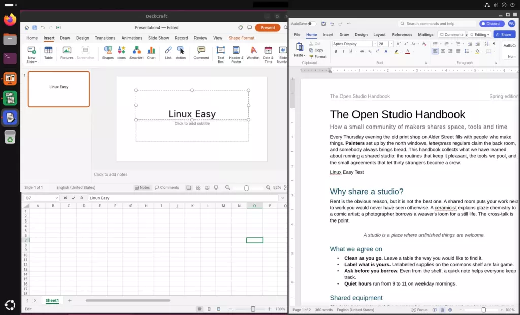 WordCraft, GridCraft e DeckCraft Linux